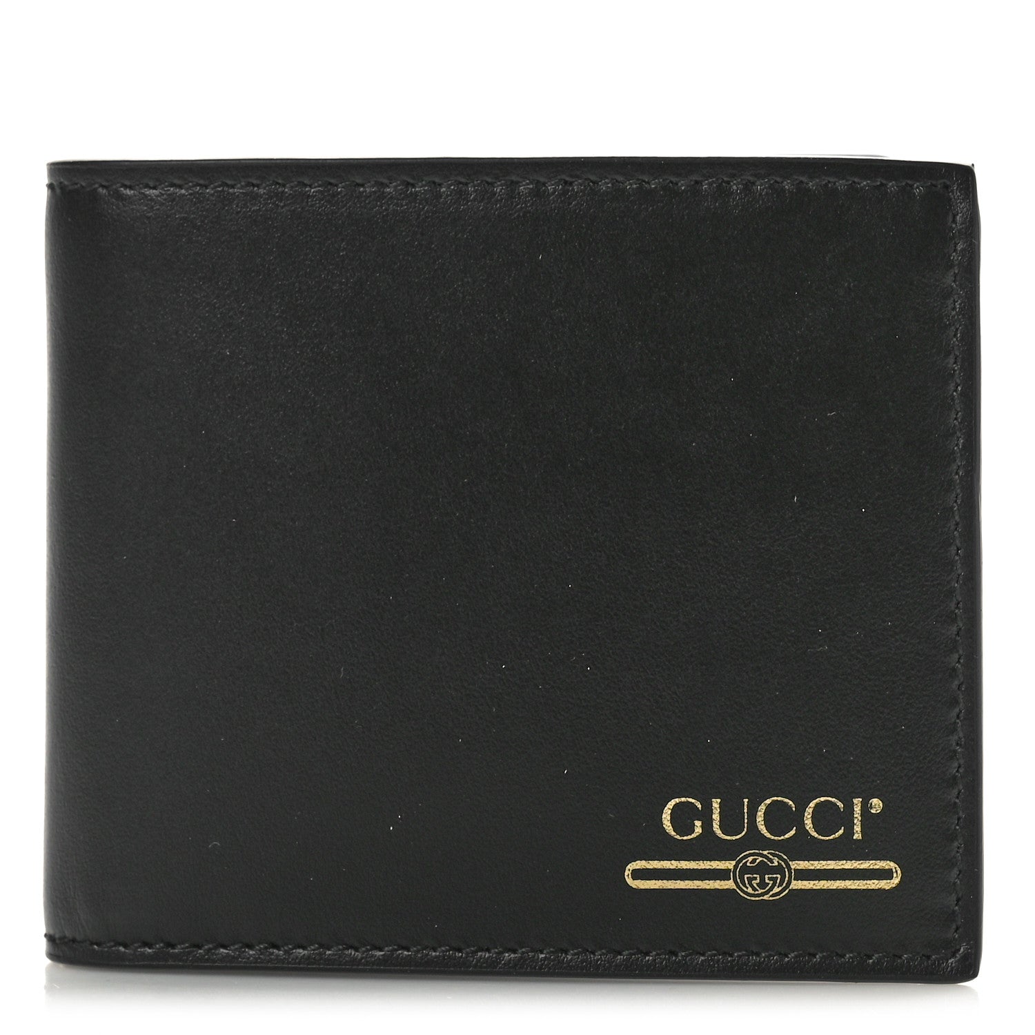 Gucci Plutone Calfskin Logo Bi-Fold Wallet Black 1 of 8