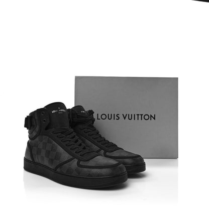 Louis Vuitton Damier Graphite Rivoli High Top Sneakers 9.5 10 of 10