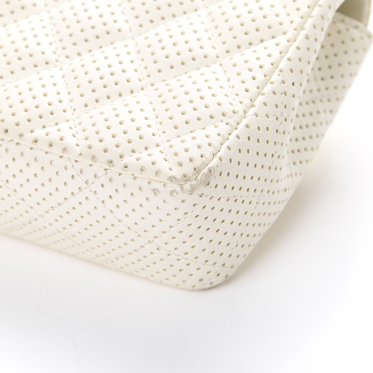Chanel Lambskin Perforated East West Flap White 10 of 16