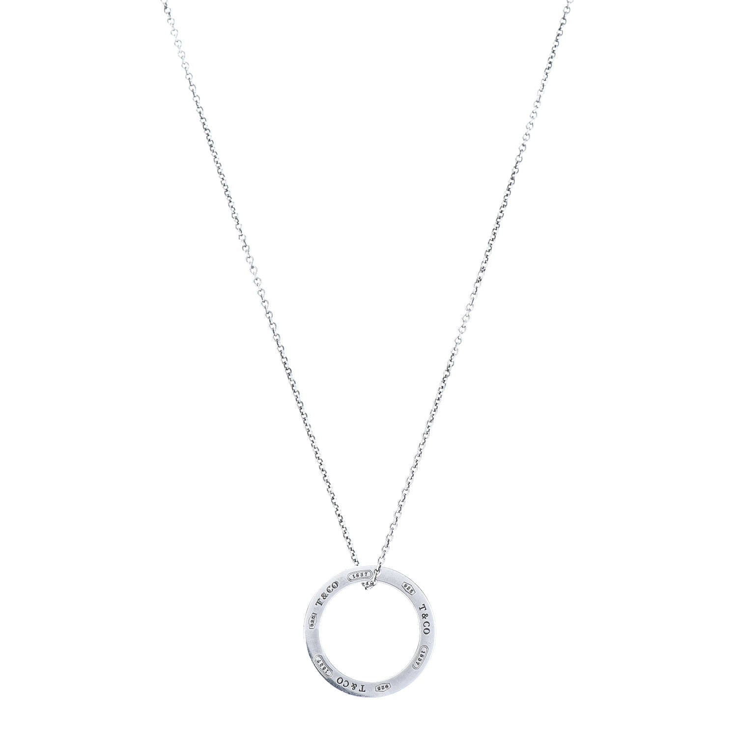 Tiffany Sterling Silver 1837 Circle Pendant Necklace 1 of 7