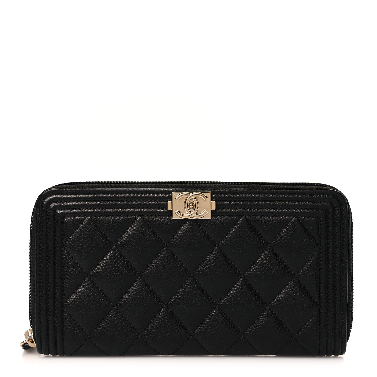 Chanel Caviar Quilted Boy Long Zip Around Wallet Black 1 of 8