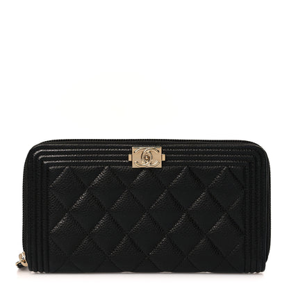 Chanel Caviar Quilted Boy Long Zip Around Wallet Black 1 of 8