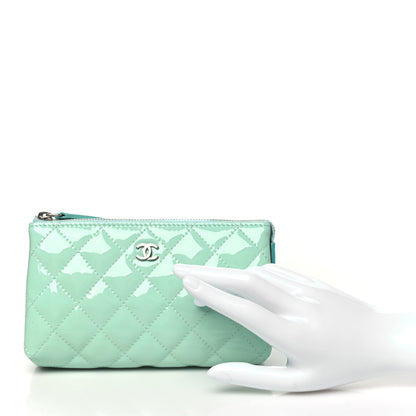 Chanel Patent Quilted Cosmetic Pouch Light Green 2 of 9