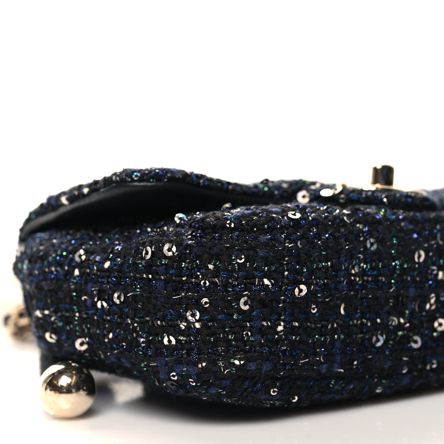 Tweed Mini Pearl Handle Flap Black Ecru