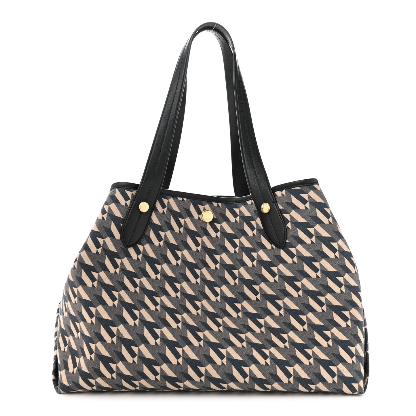 Econyl Nylon Jacquard Calfskin Monogram Shopper Tote Black