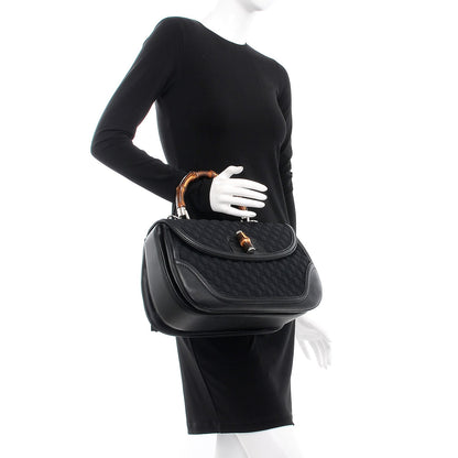 Gucci Rubber Guccissima Large New Bamboo Top Handle Bag Black 3 of 8
