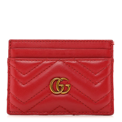 Gucci Calfskin Matelasse GG Marmont Card Holder Hibiscus Red 1 of 8