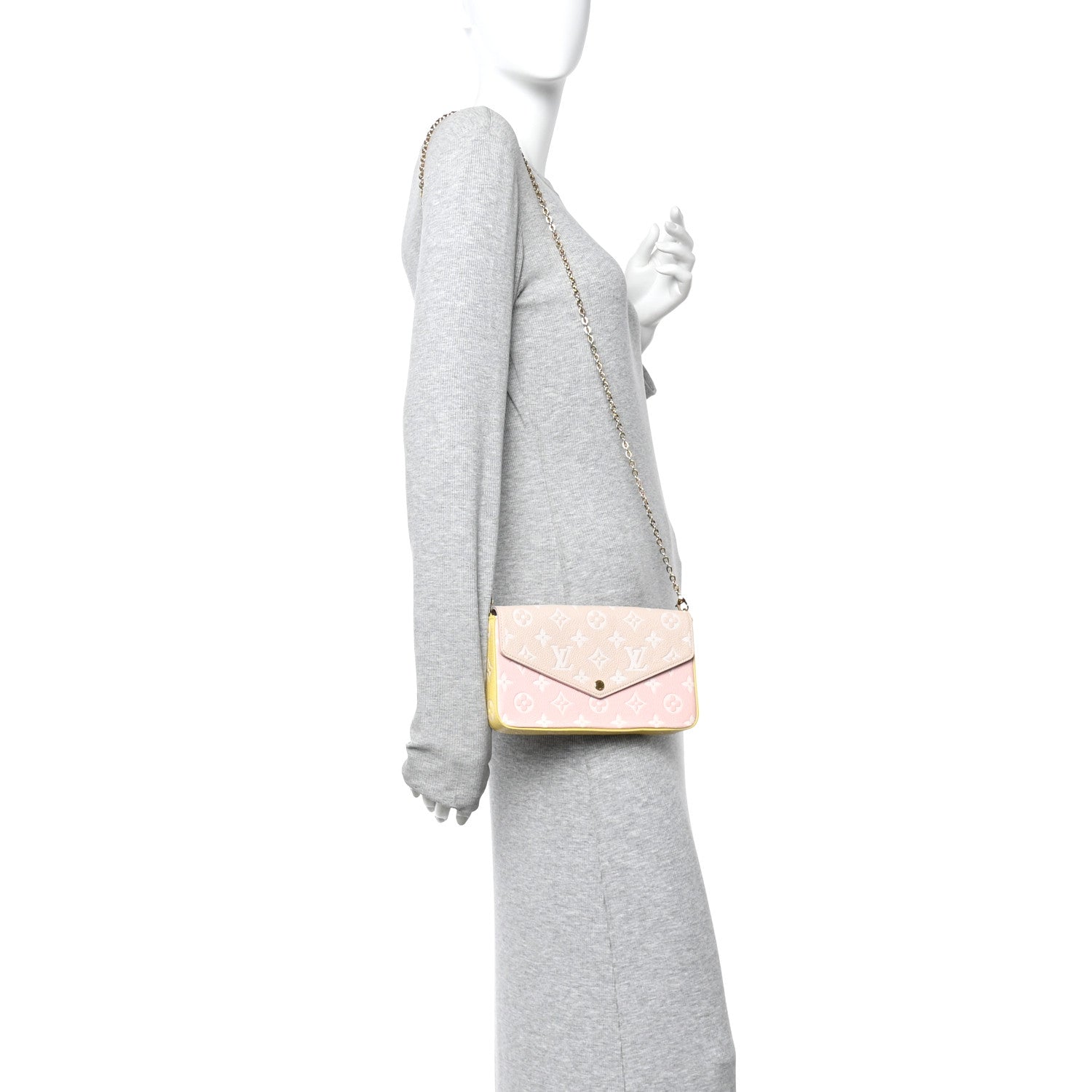 Louis Vuitton Empreinte Spring in the City Felicie Pochette Chain Wallet Pink Beige Yellow 2 of 11
