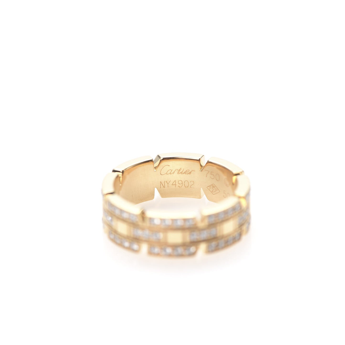 18K Yellow Gold Diamond 6mm Tank Francaise Ring 50 5.25