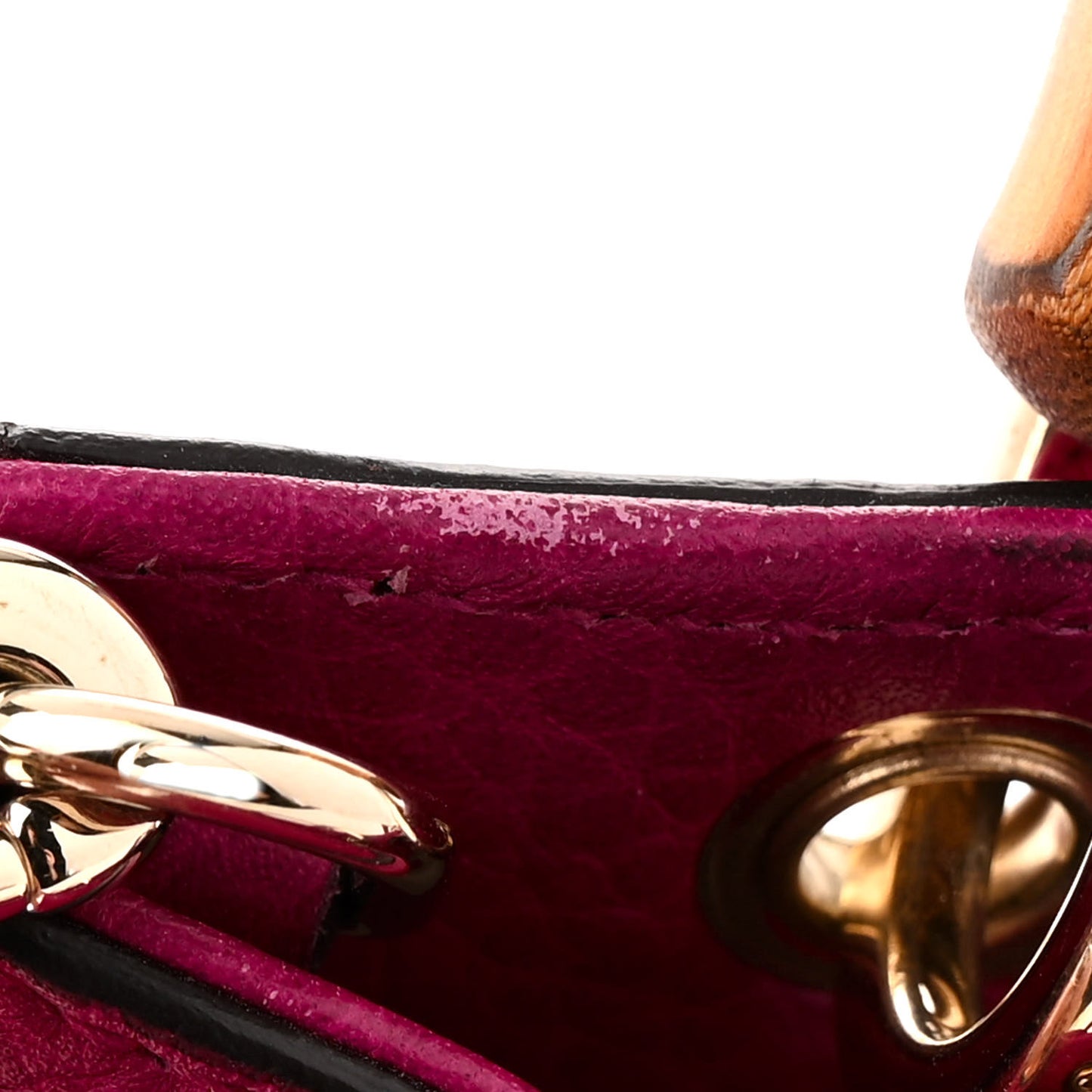 Calfskin Mini Bamboo Shopper Tote Bright Bougainvillea