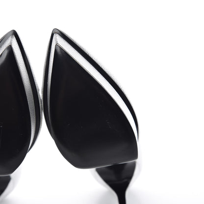 Saint Laurent Metallic Grained Calfskin Janis 105 D'Orsay Pumps 38.5 Argento 16 of 16