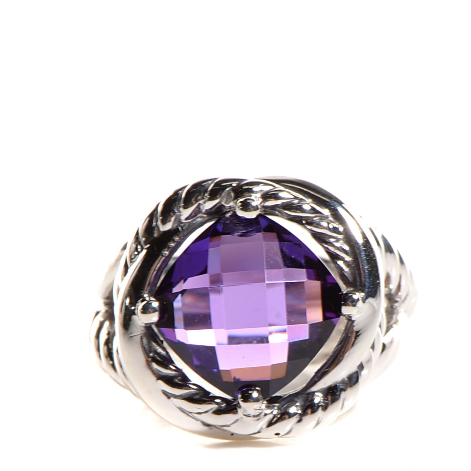 David Yurman Sterling Silver Amethyst 11mm Infinity Ring 53 6.5 1 of 5