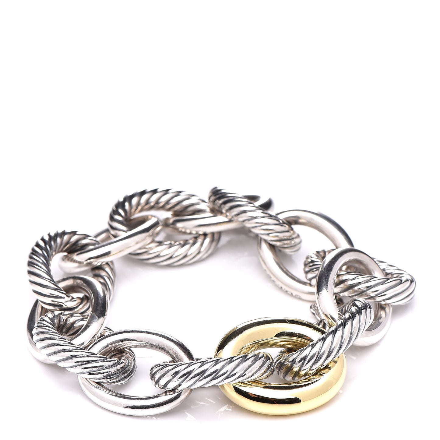 Sterling Silver 18K Yellow Gold 19mm Extra Large Oval Link Bracelet