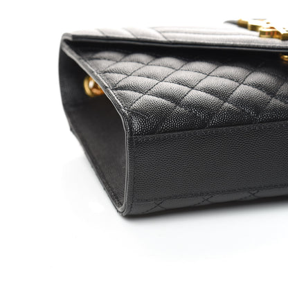 Saint Laurent Grain De Poudre Textured Mixed Matelasse Triquilt Medium Monogram Satchel Black 7 of 9