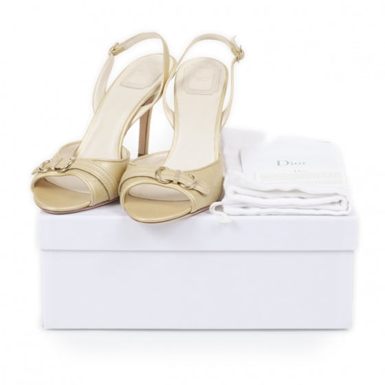 Leather Cannage Slingbacks 40.5 Gold