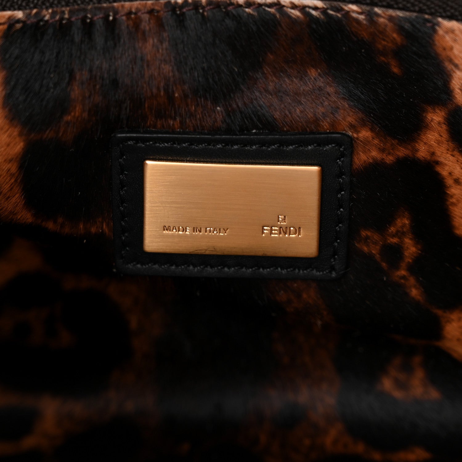 Fendi Calfskin Calf Hair Leopard Print Large Peekaboo Iconic Satchel Black 6 of 9