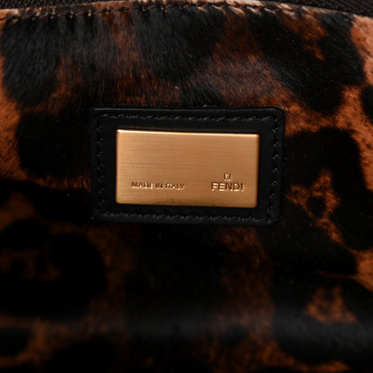 Fendi Calfskin Calf Hair Leopard Print Large Peekaboo Iconic Satchel Black 6 of 9
