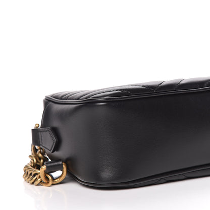 Gucci Calfskin Matelasse Small GG Marmont Chain Shoulder Bag Black 5 of 10