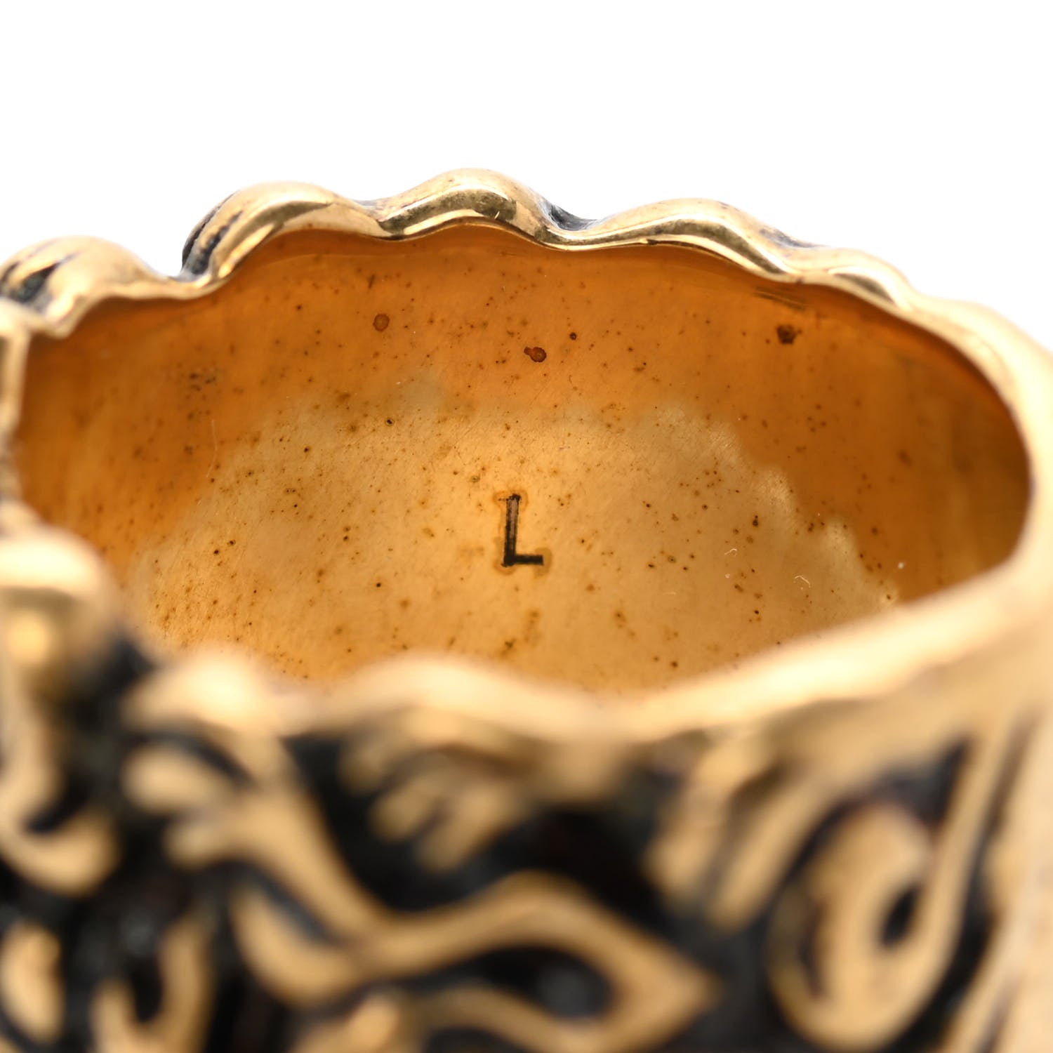 Gucci Metal Lion Mane Ring L Aged Gold 5 of 6