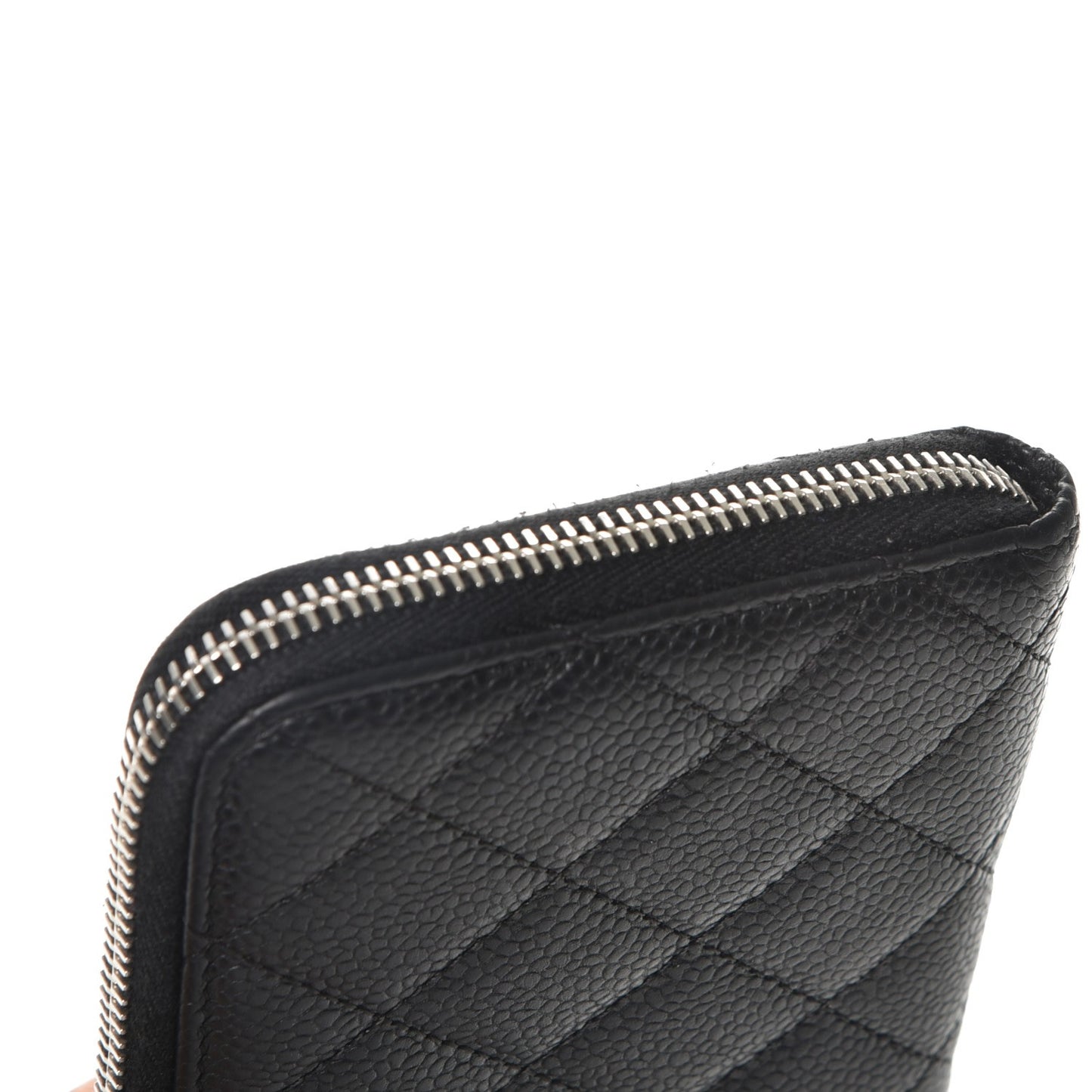 Caviar Quilted Large Gusset Zip Around Wallet Black