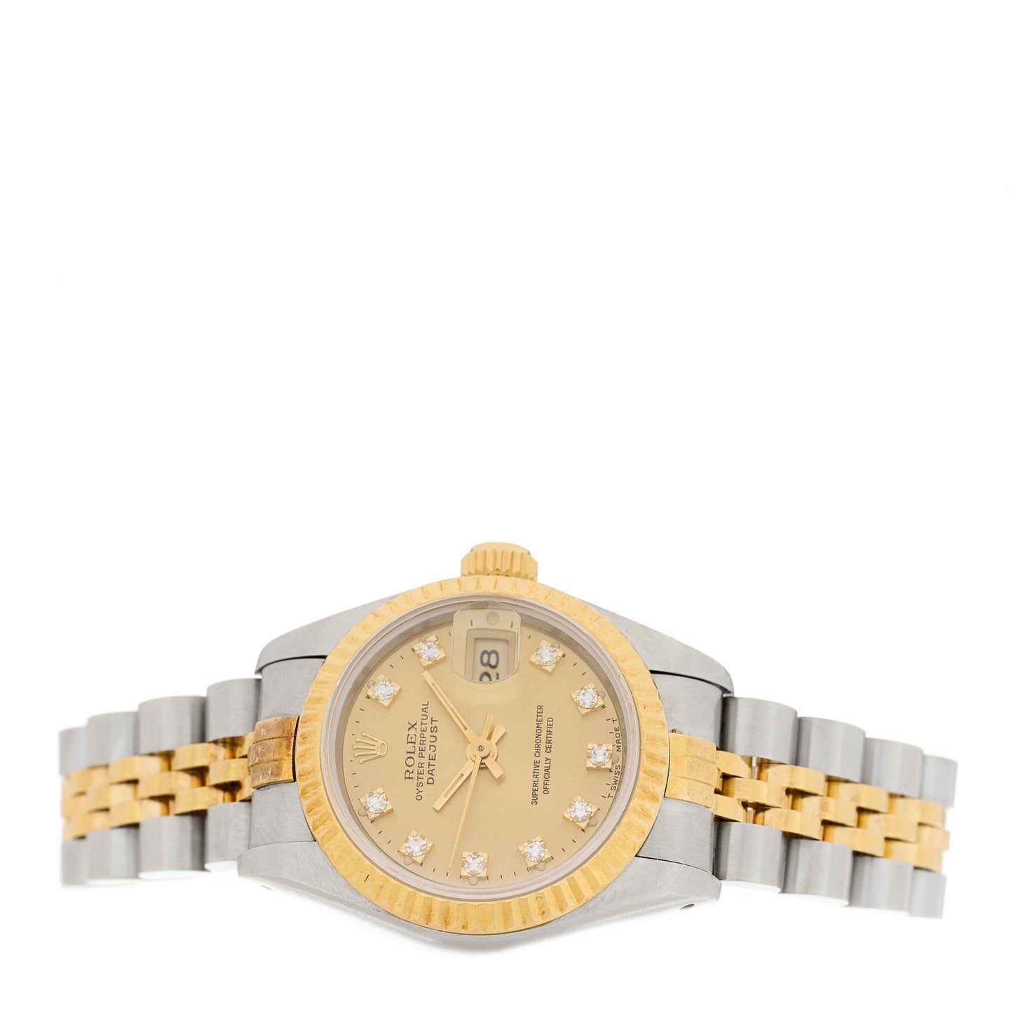 Stainless Steel 18K Yellow Gold Diamond 26mm Oyster Perpetual Datejust Watch Champagne 69173