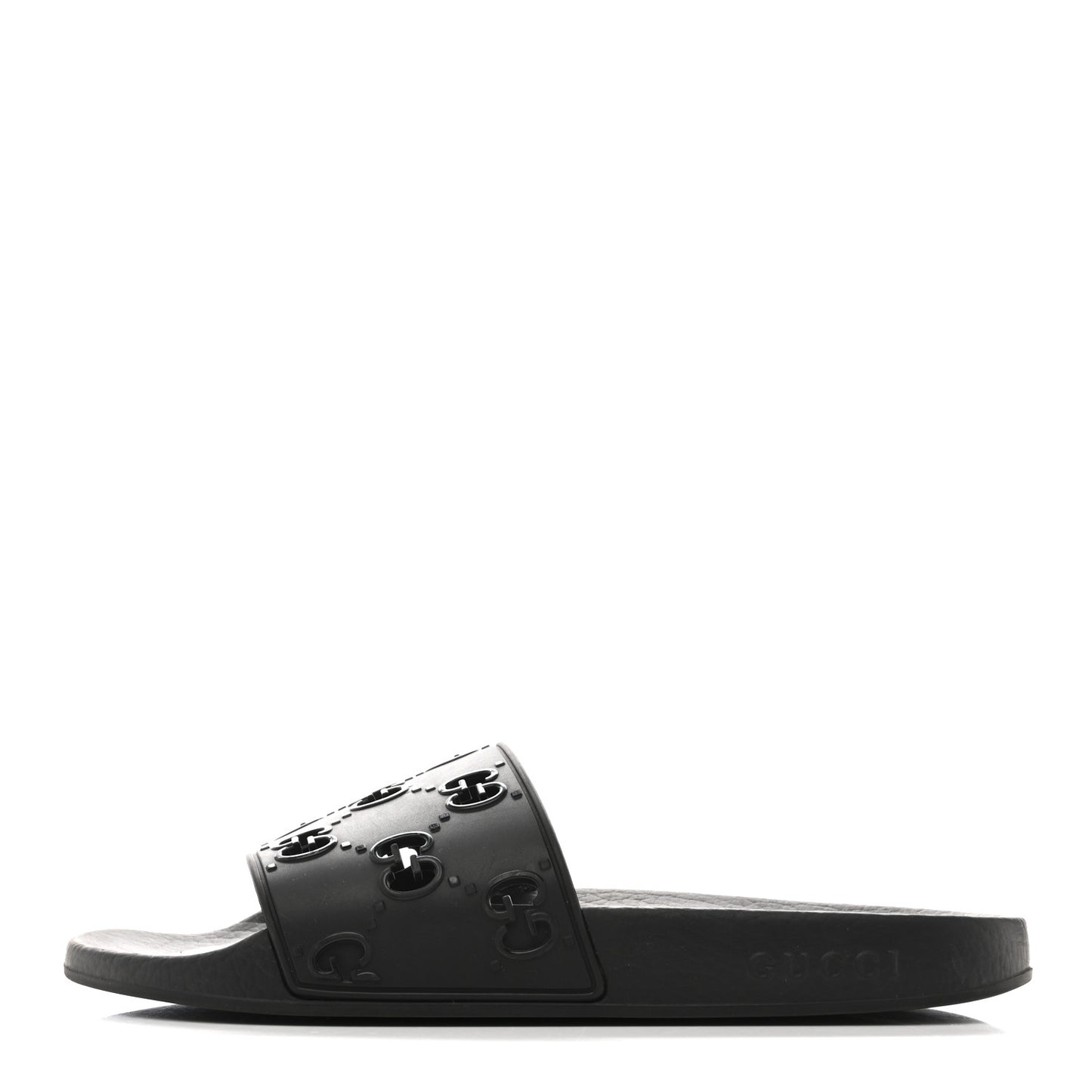 Rubber GG Monogram Perforated Womens Slide Sandals 40 Black