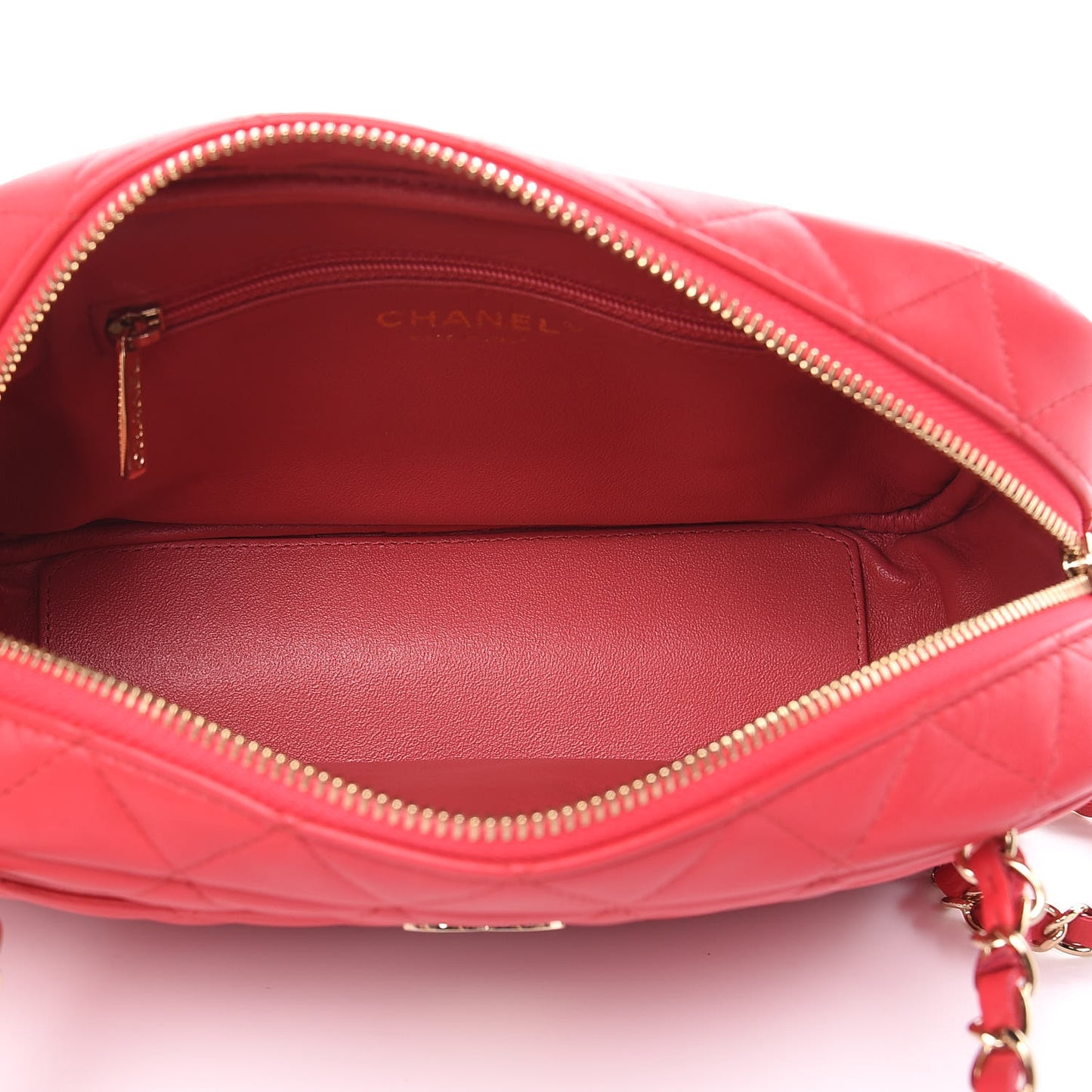 Lambskin Quilted Camera Case Dark Pink