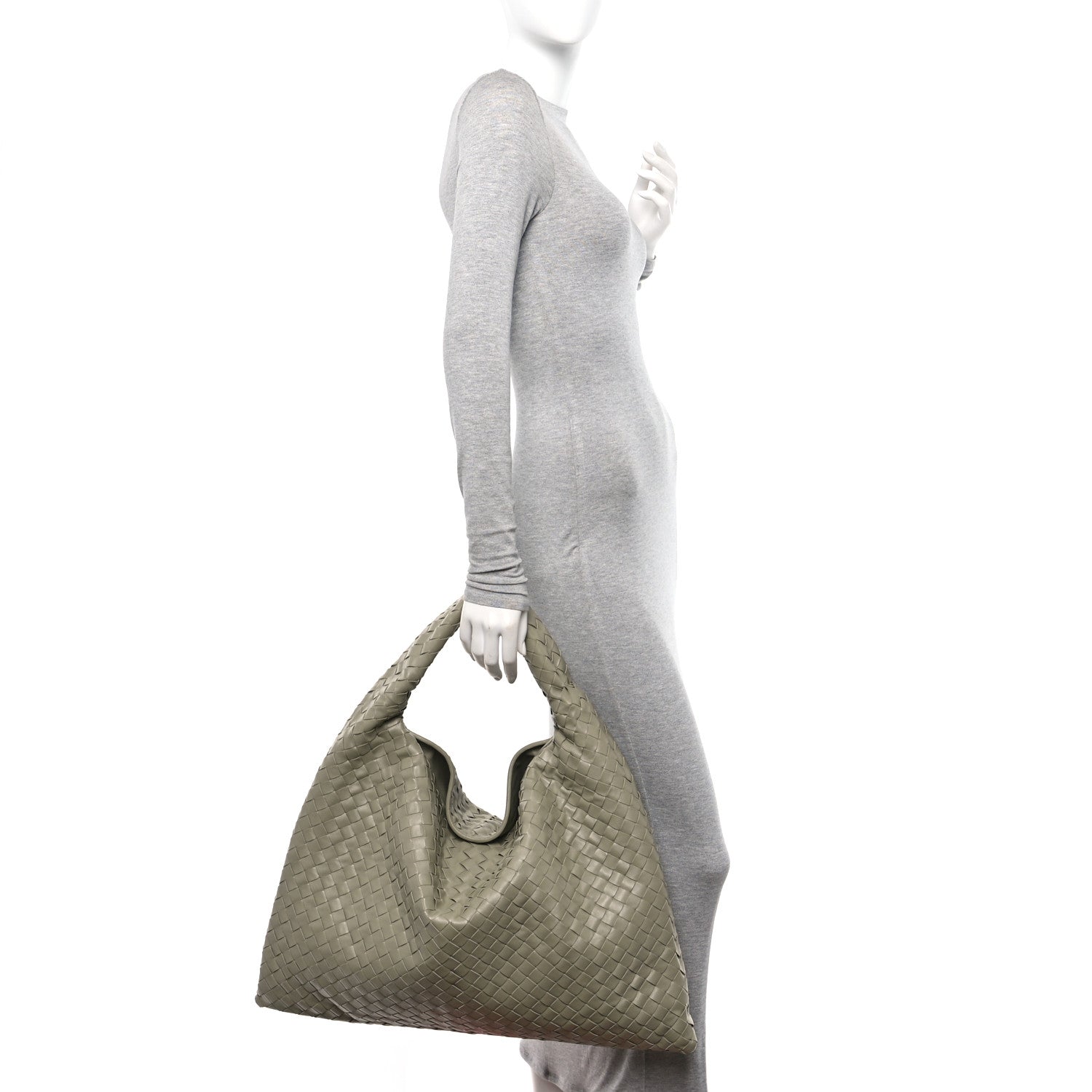 Bottega Veneta Calfskin Intrecciato Large Hop Travertine 2 of 10