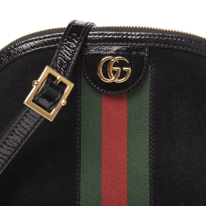 Gucci Suede Patent Web GG Small Ophidia Dome Shoulder Bag Black 10 of 10
