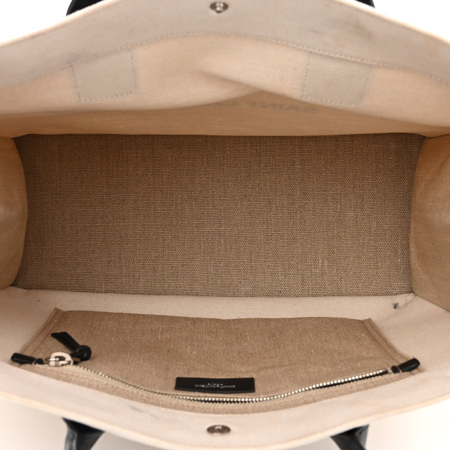 Linen Calfskin Small Rive Gauche Tote Greggio Natural
