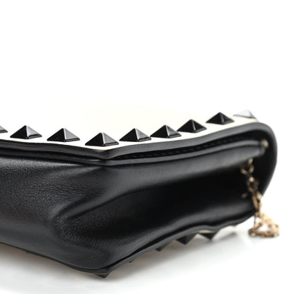 Valentino Garavani Vitello Small Rockstud Chain Flap Crossbody Bag Black Light Ivory 10 of 10