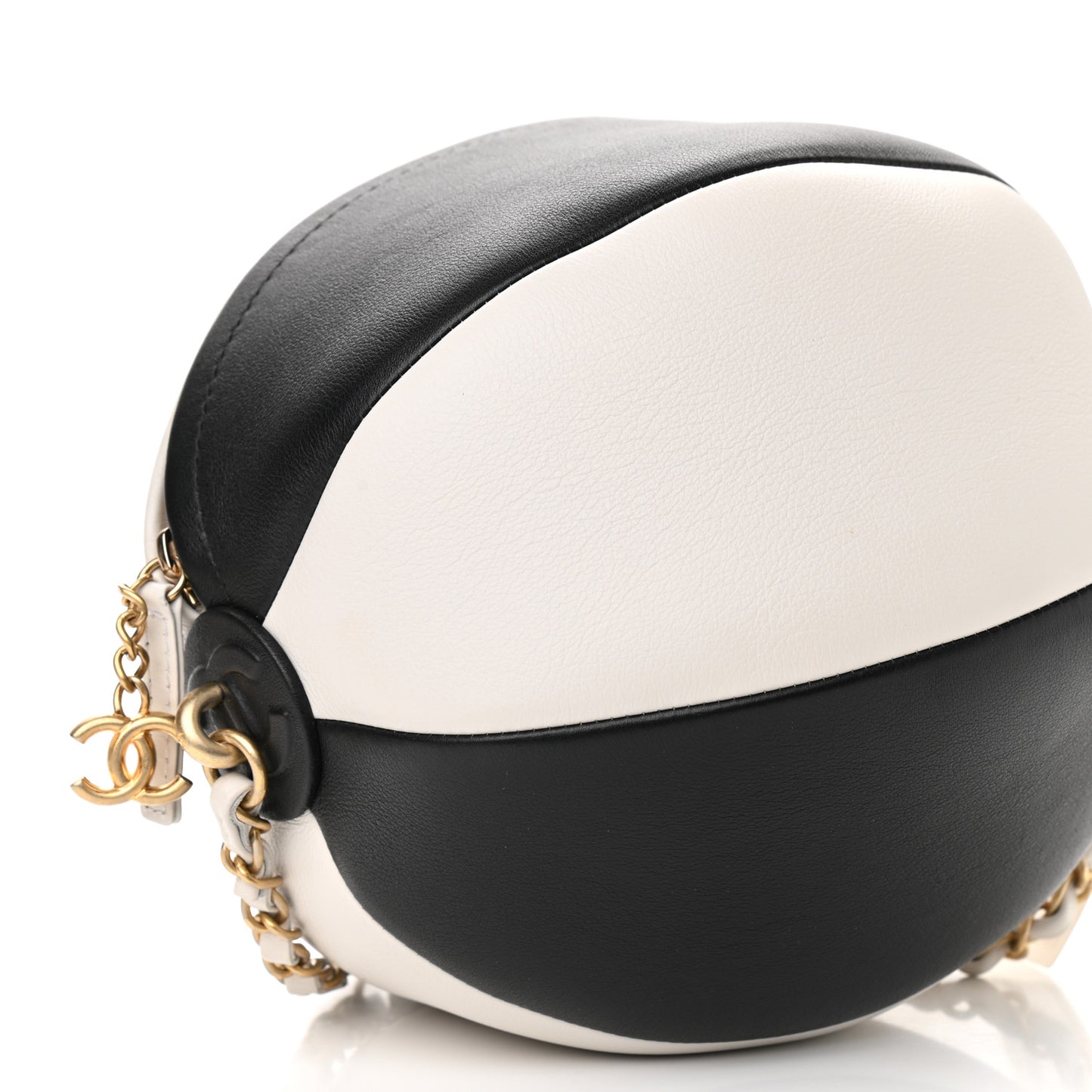 Calfskin Coco Beach Ball Bag White Black