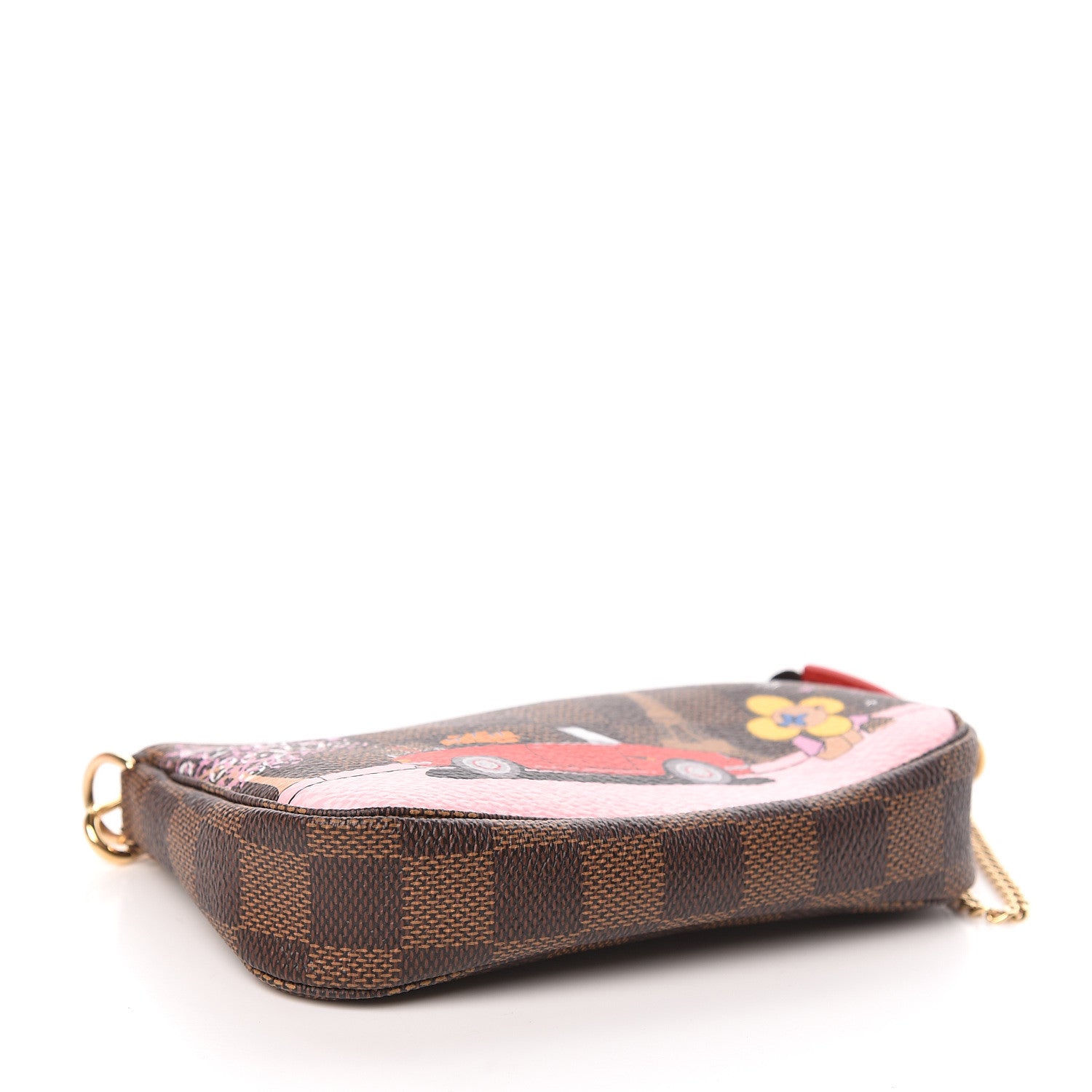 Louis Vuitton Damier Ebene 2019 Christmas Animation Mini Pochette Accessories Red 4 of 8