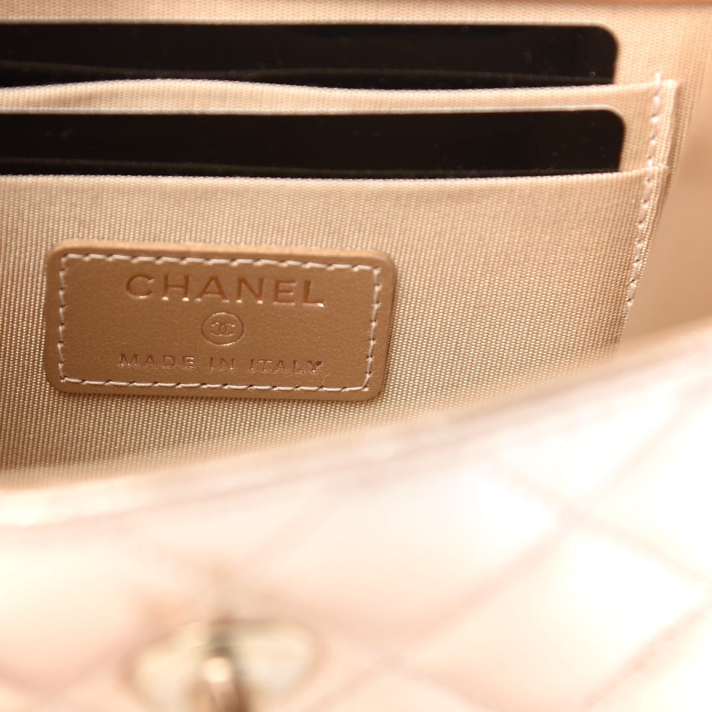 Metallic Lambskin Quilted Mini Trendy CC Clutch With Chain Gold