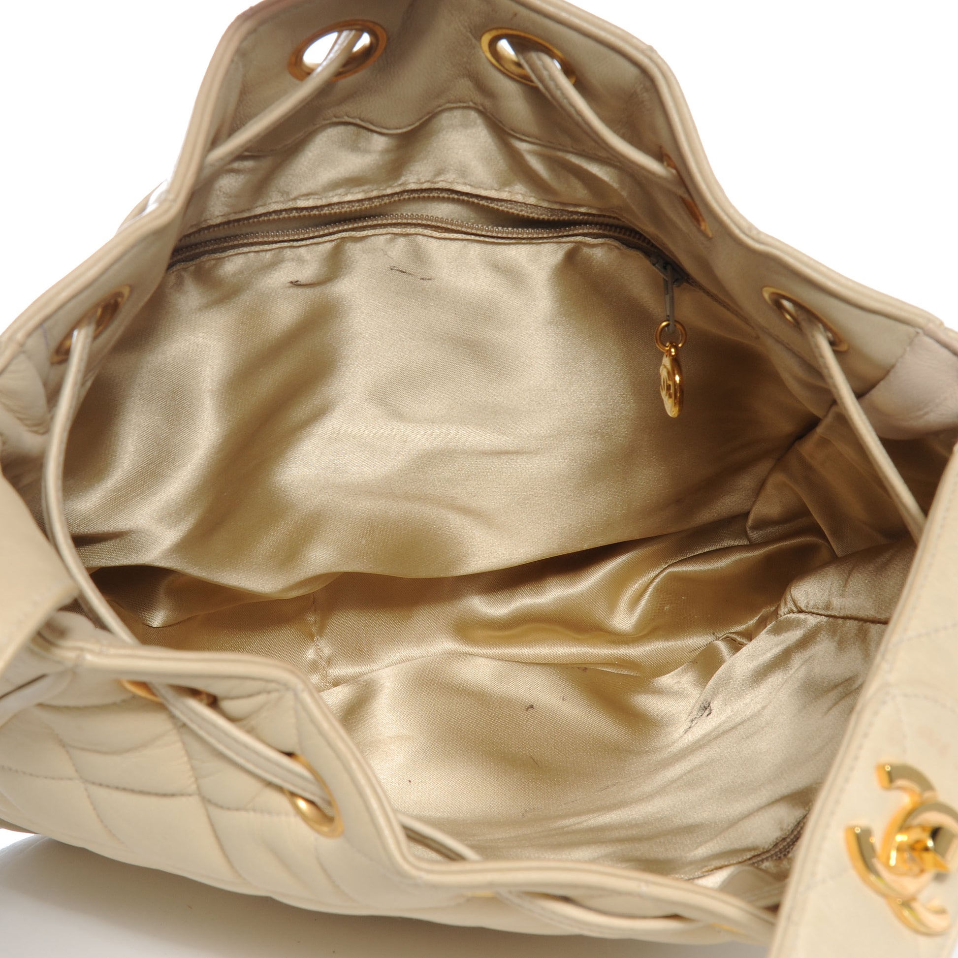 Chanel Lambskin Drawstring Shoulder Bag Beige 5 of 8