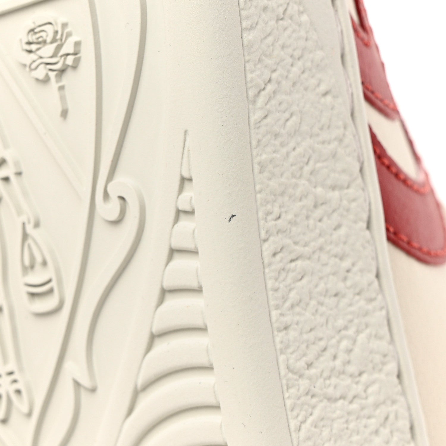Gucci Calfskin Nubuck Interlocking G Mens New Ace Sneakers 13 Mystic White Hibiscus Red Bright Splash 13 of 19