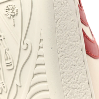Gucci Calfskin Nubuck Interlocking G Mens New Ace Sneakers 13 Mystic White Hibiscus Red Bright Splash 13 of 19