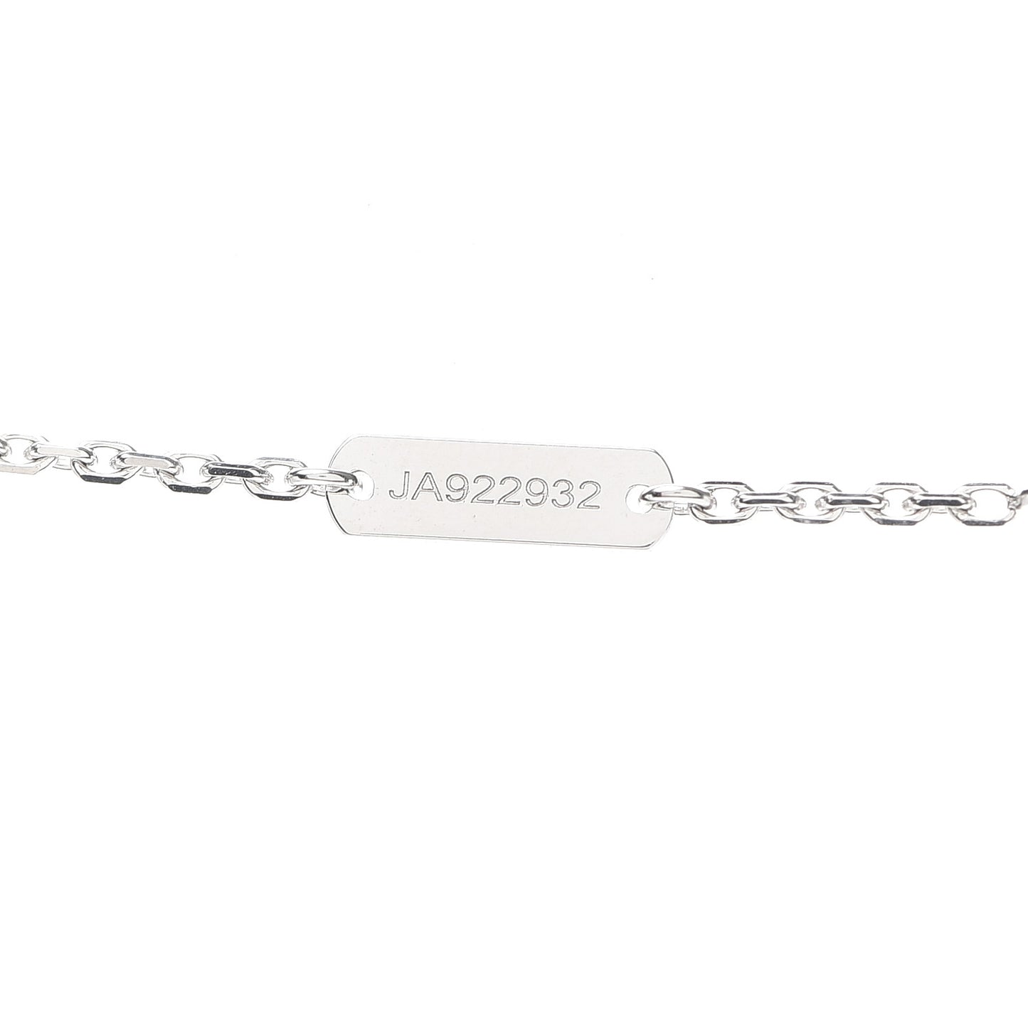 18K White Gold Diamond Guilloche Vintage Alhambra Pendant Necklace