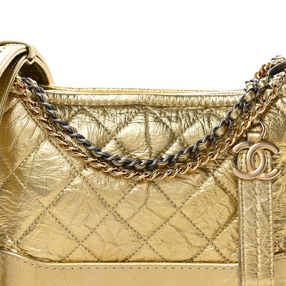 Chanel Metallic Aged Calfskin Quilted Small Gabrielle Hobo Gold 8 of 10