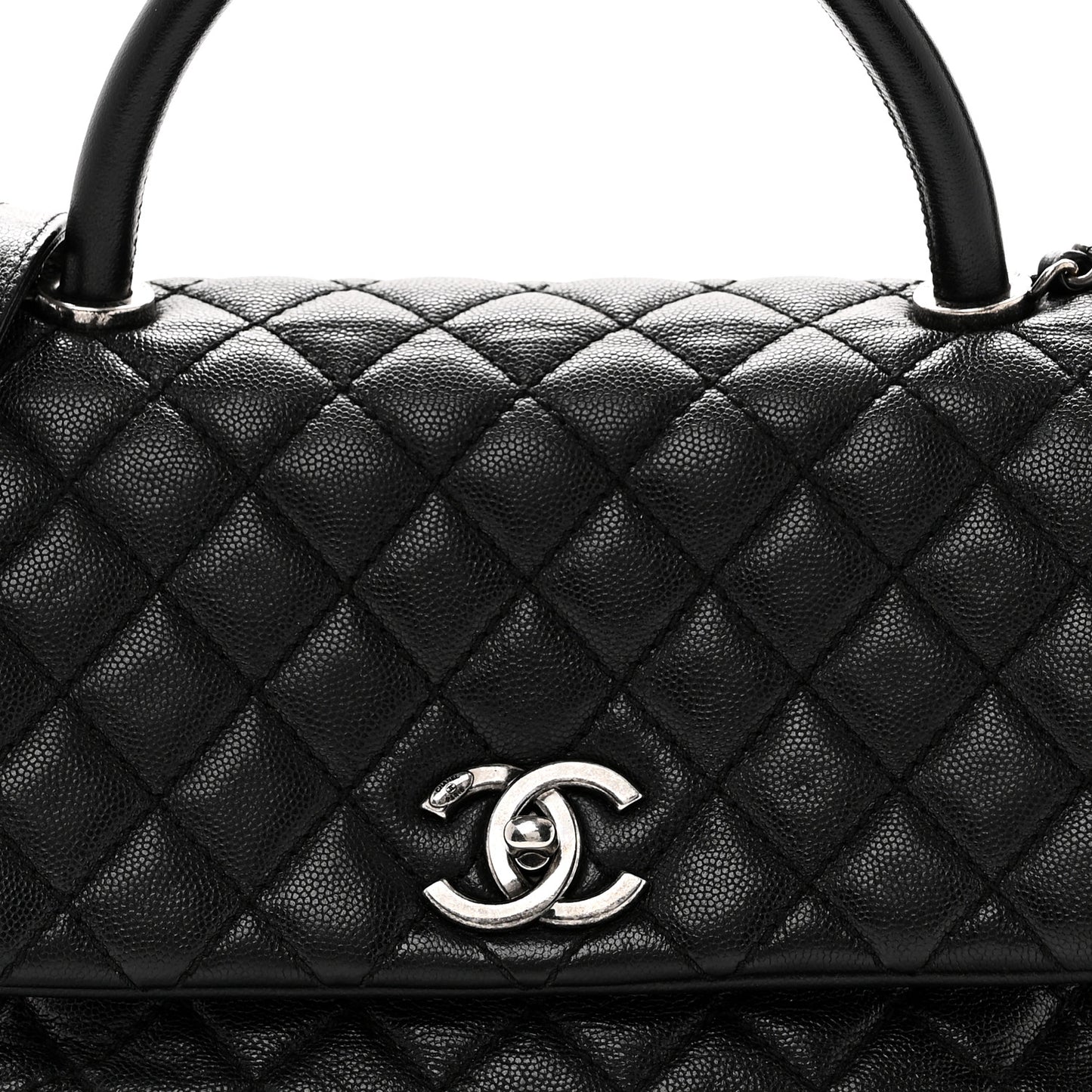 Caviar Quilted Small Coco Handle Flap Black