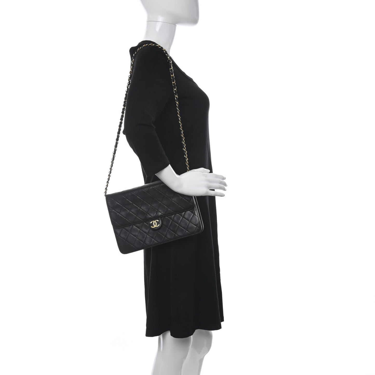 Lambskin Quilted Medium Single Flap Black