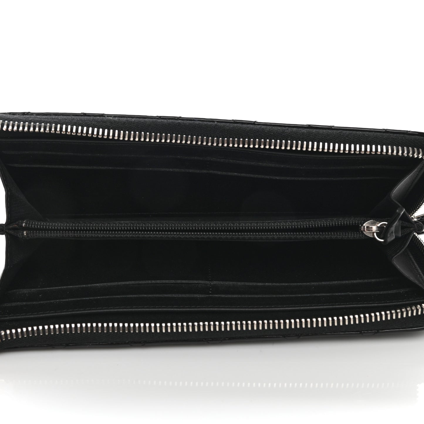 Patent Quilted Zip Around Wallet Black