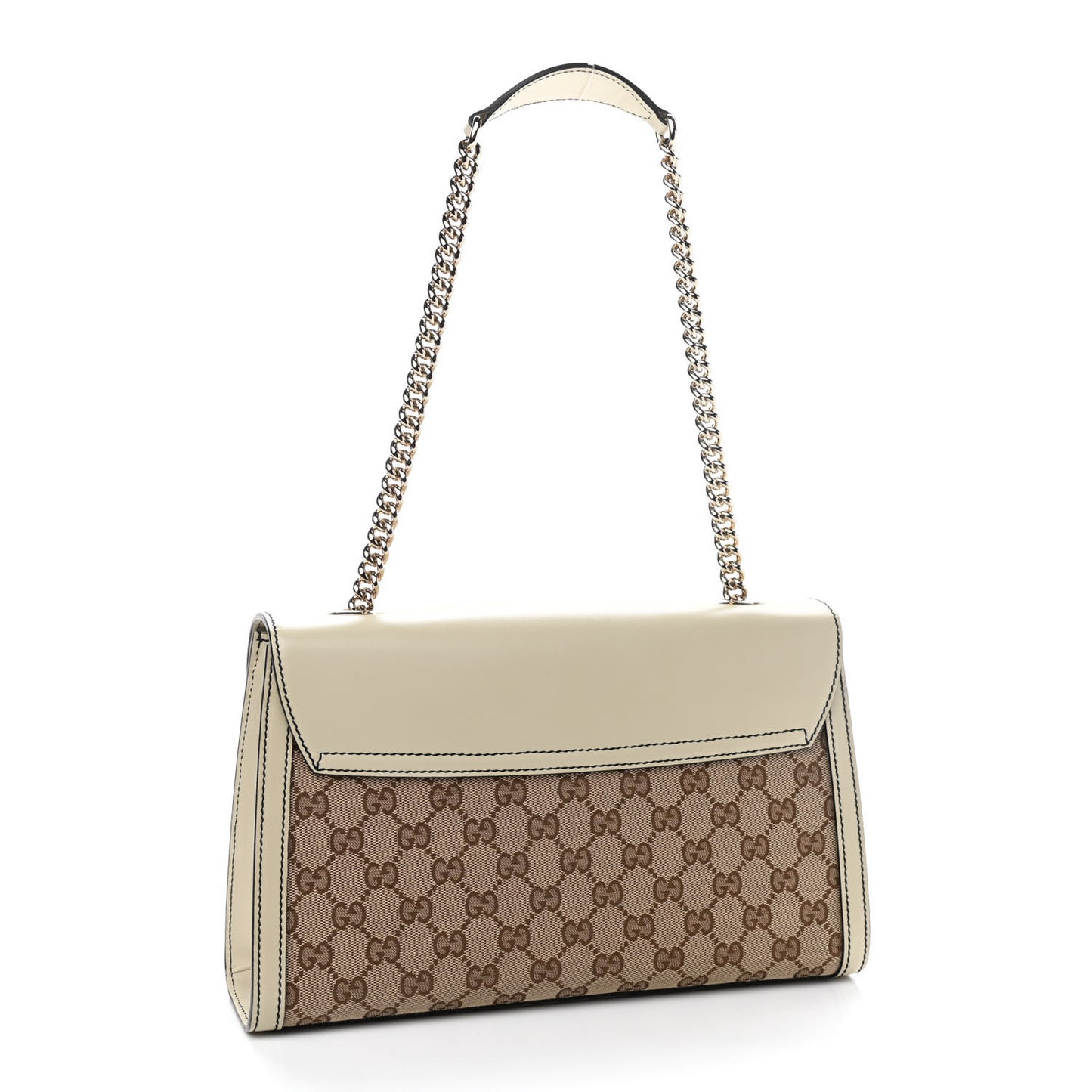 Monogram Margaux Calfskin Medium Emily Chain Shoulder Bag Beige Ebony Mystic White