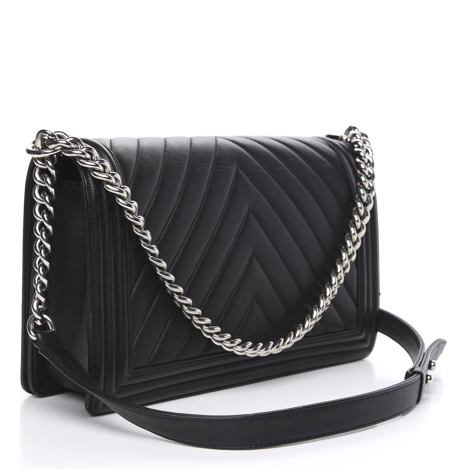 Chanel Calfskin Chevron Quilted New Medium Boy Flap Black 2 of 15