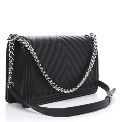 Chanel Calfskin Chevron Quilted New Medium Boy Flap Black 2 of 15