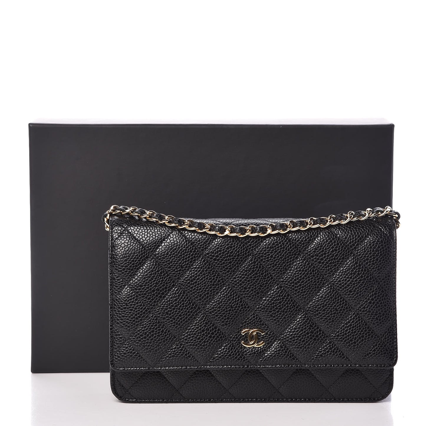 Caviar Quilted Wallet On Chain WOC Black