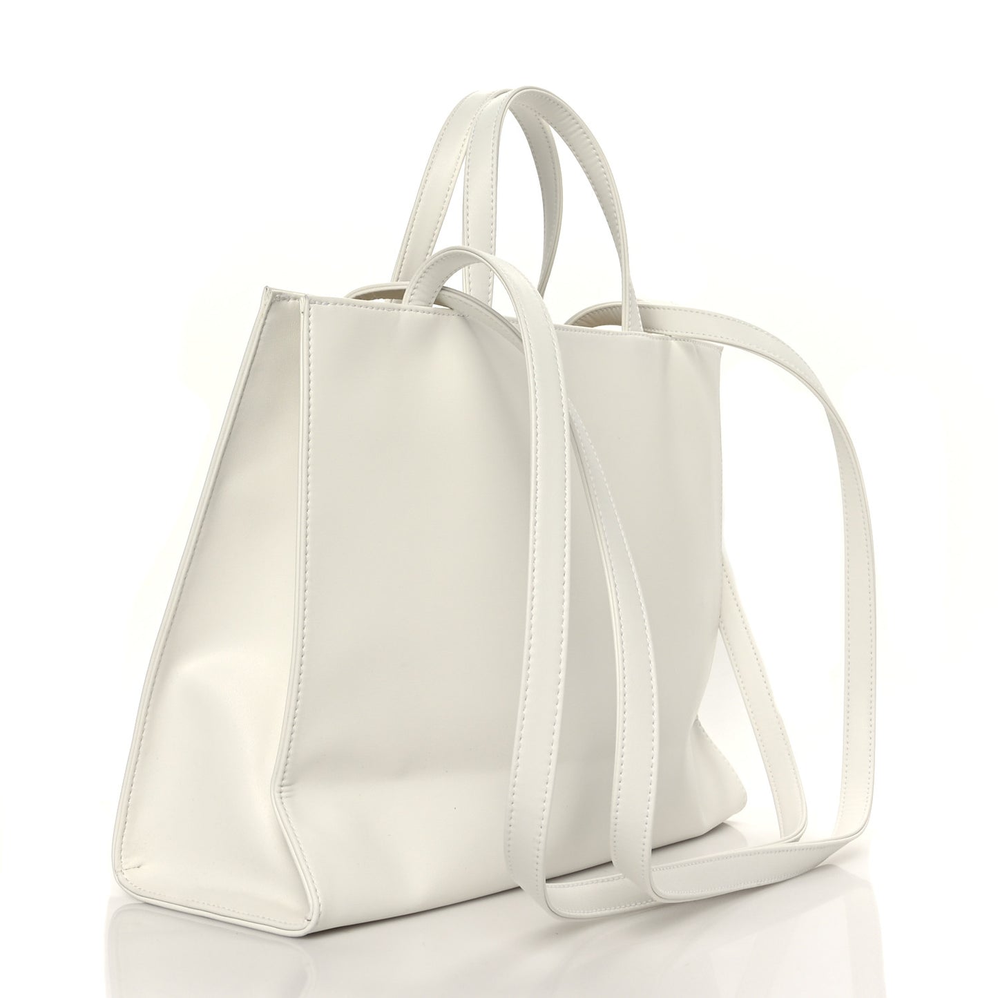 Vegan Leather Medium Shopping Bag White