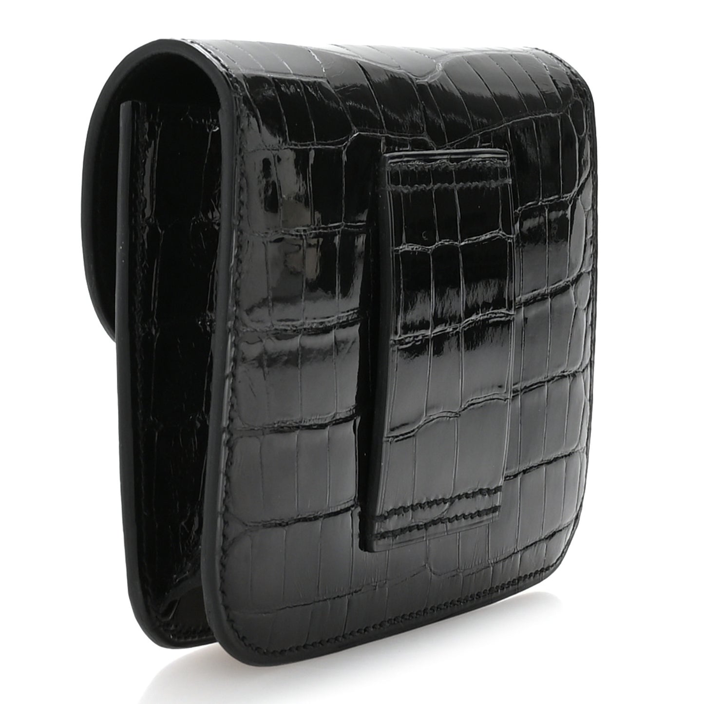 Shiny Alligator Constance Slim Wallet Black