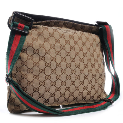 Gucci Monogram Web Medium Double Pocket Messenger Bag Dark Brown 3 of 7