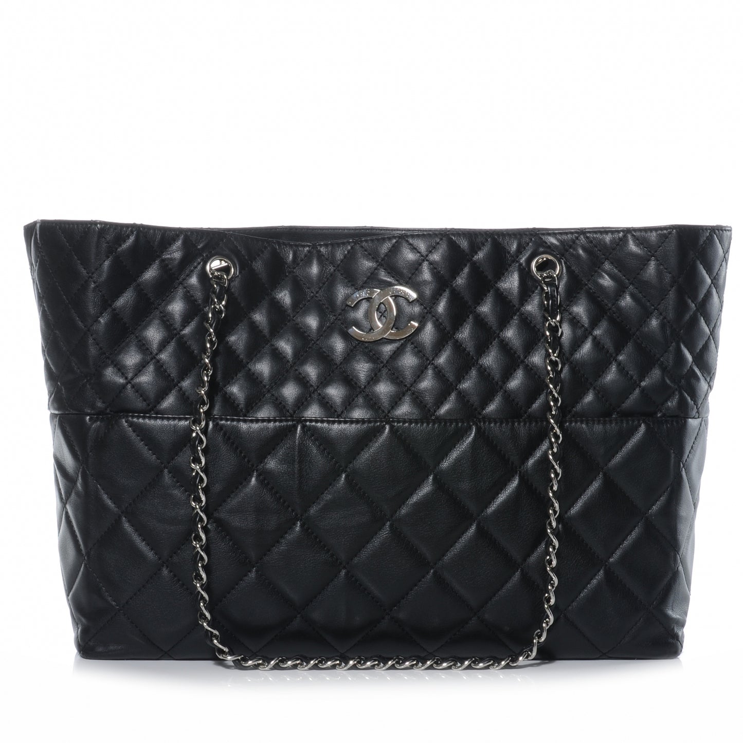 Calfskin Quilted In the Business Large Tote Black